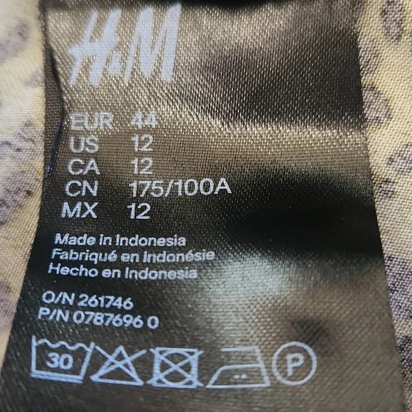 H&M Green Black Oversized Leopard Print Dress. Size 12 - Picture 7 of 9